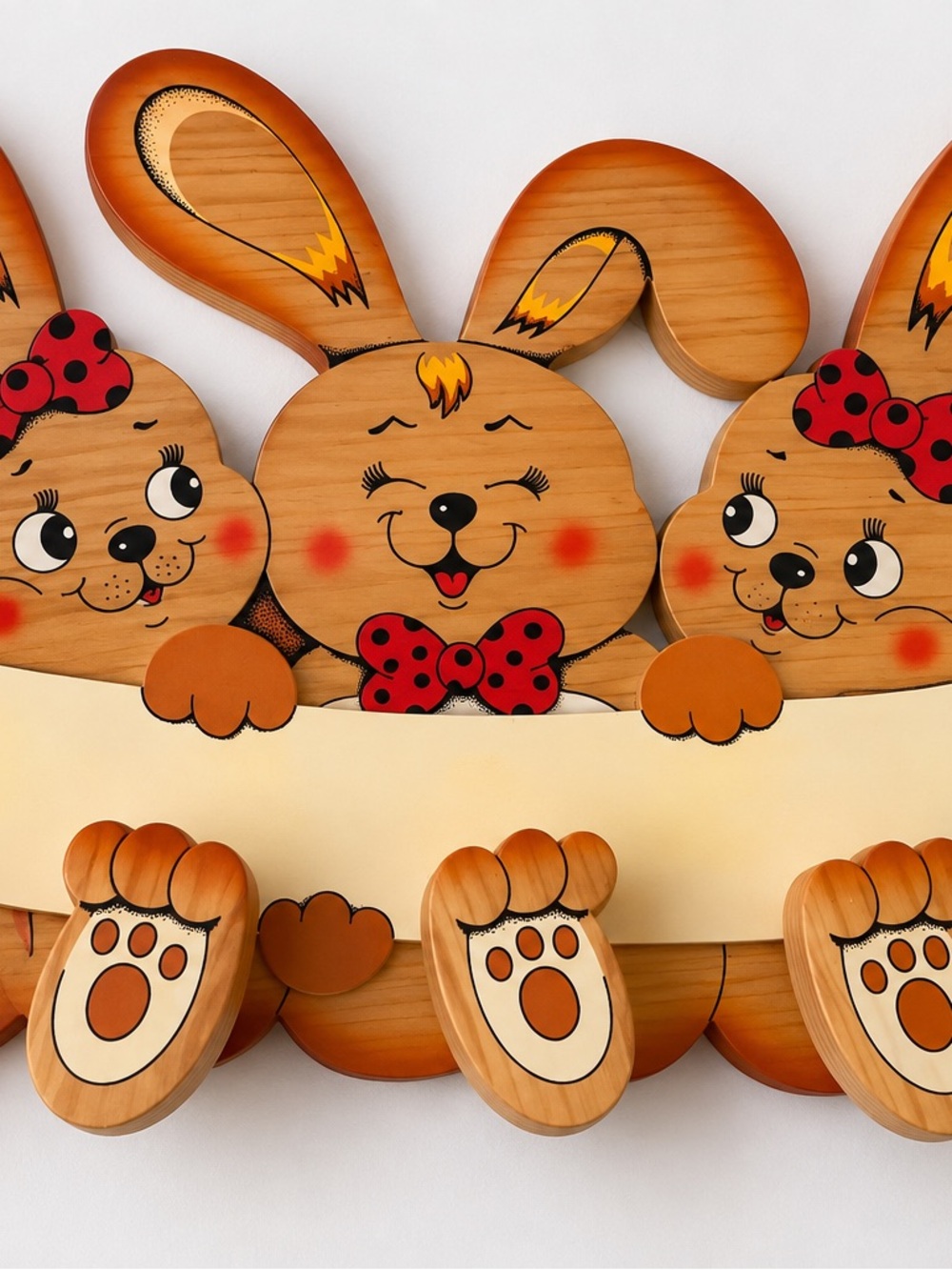 Vintage Italian Wooden Bunny Wall Hook Rack